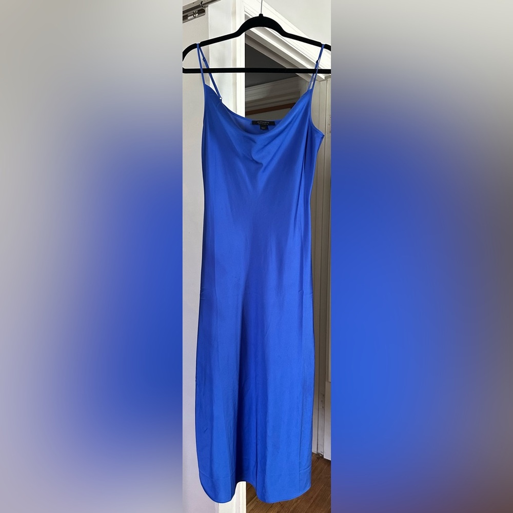 All Saints - Satin Blue Slip Dress